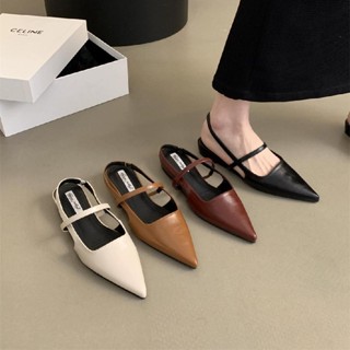 【Lamode】Giày mũi nhọn kiểu Pháp phong cách buổi tối sang trọng dành cho nữ Giày sandal nữ đế bệt nữ mùa hè Phong cách cổ tích Giày Mary Jane