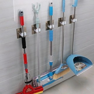 4 cái dính đa năng móc treo tường cây lau nhà tổ chức giá đỡ brush chổi móc treo phòng tắm nhà bếp móc mạnh