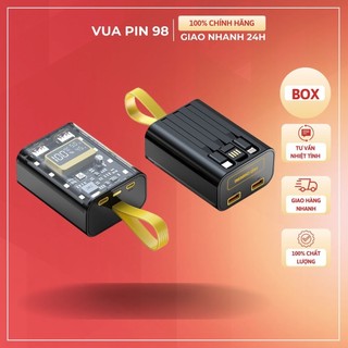 Box sạc dự phòng 3 cell 18650 kèm 3 dây cap sạc,sạc nhanh 22,5w - Vua Pin 98