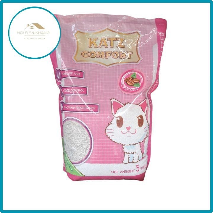 Cát vệ sinh mèo Katz Comfort hương cafe túi 5 lít dể sử dụng, dể loại bỏ phần cát bị ướt và dơ, ít hao