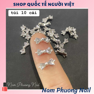 Túi 10 charm nơ đính đá, phụ kiện đính móng tay