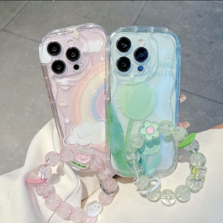 Thích hợp cho IPhone 11 12 Pro Max X XR XS Max SE 7 Plus 8 Plus IPhone 13 Pro Max IPhone 14 Pro Max Xanh tươi Tulip Hồng Cầu Vồng Vòng tay sáng tạo Mùa hè theo chủ đề Mùa xuân Phong cách Ins