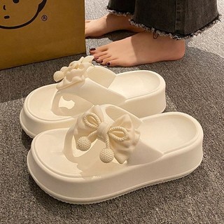  Dép xỏ ngón nữ đế cao gắn nơ xinh đi tôn dáng dễ phối đồ dép tông nữ đế cao êm chân nhẹ nhàng phong cách Hàn Quốc 
