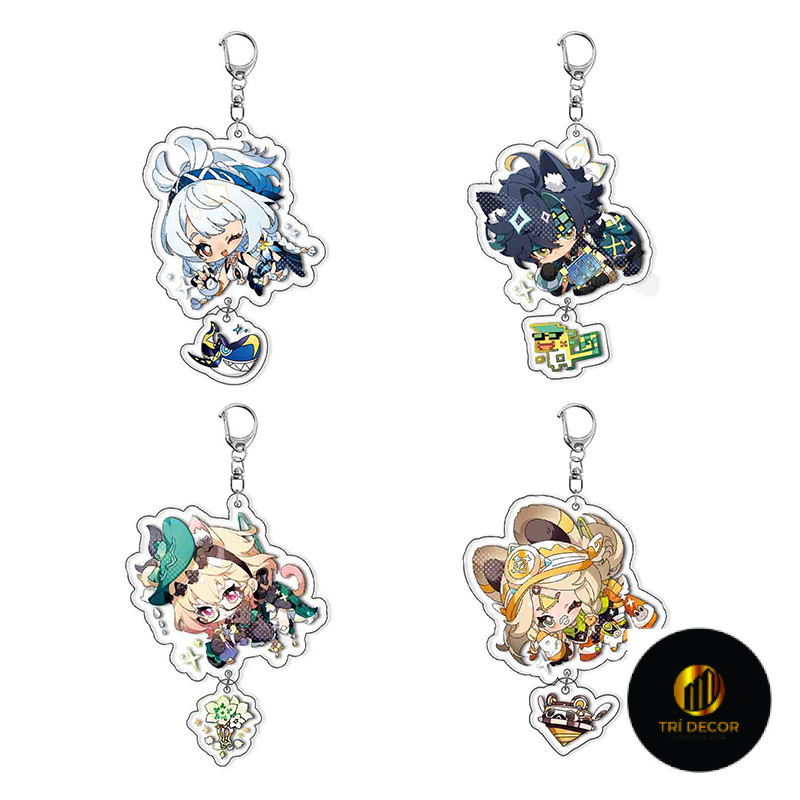 Móc khóa tác động Kinich Genshin Mặt dây chuyền Acrylic Mualani 2 trong 1