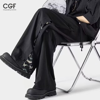 Ridge Quần dài phong cách Trung Quốc mới dáng rộng quần ống rộng lụa băng