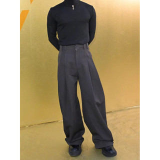 8V45 Gray Wide-Leg Suit Trousers Men's Design Draping Casual Loose Straight Cargo Suit Pants