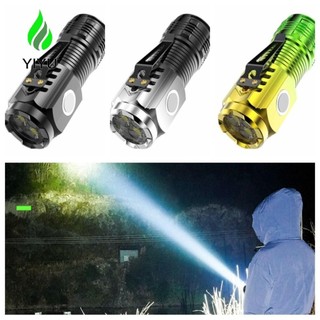 Yiyu đèn pin mini siêu sáng có kẹp gắn mũ lưỡi trai ba mắt mang đi cắm trại tiện dụng