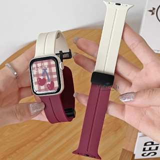 [2 Miếng] Dây đeo từ tính silicon hai màu cho iwatch series 11 10 9 8 7 6 SE 5 4 3 2 1 thiết kế mềm mại thoải mái cho iwatch Band 46mm 44mm 45mm 41mm 40mm 38mm 49mm 42mm