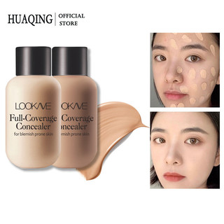 HUAQING Kem che khuyết điểm dạng lỏng mờ Trang điểm chống thấm nước Kem nền che quầng thâm Corrector Kem che khuyết điểm Làm trắng mỹ phẩm