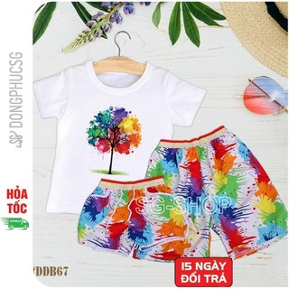 Đồ đi biển nam nữ gia đình hội nhóm set gồm áo thun và quần họa tiết nổi bật DDB67 | DONGPHUCSG