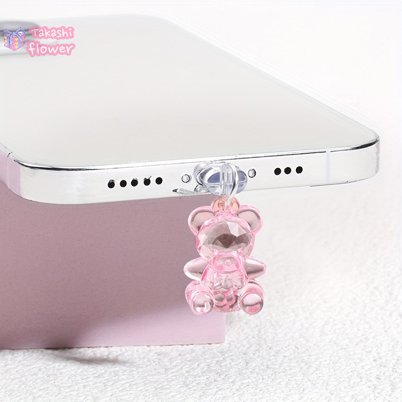 Cắm Bụi Điện Thoại Charm Kawaii Acrylic Gấu Jack Chặn Chống Bụi Nắp Chống Bụi Cổng Sạc Cho Điện Thoại
