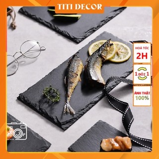 Thớt, Đĩa đá đen decor, trang trí nhà hàng, nhà cửa, chụp ảnh sản phẩm - TiTi Decor