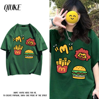 Áo thun ngắn tay Cotton nguyên chất nặng 100% nữ mùa hè Phong cách mới Đường phố Mỹ M Note Thời trang ins Niche Loose Top MT5V