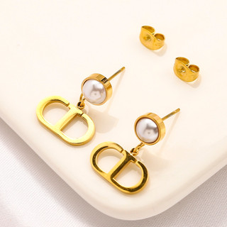 Thời trang dior bông tai thép titan chữ logo tai vòng bông tai trang sức nữ