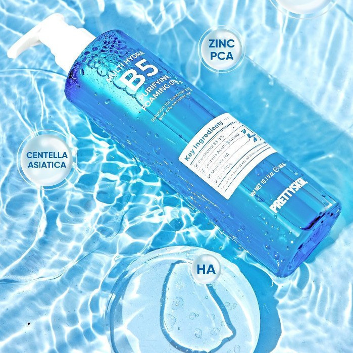 Sữa Rửa Mặt Dạng Gel Prettyskin Multi Hydra B5 Purifying Foaming Gel Cấp ẩm sâu & Dưỡng trắng da Hàn Quốc 300ml