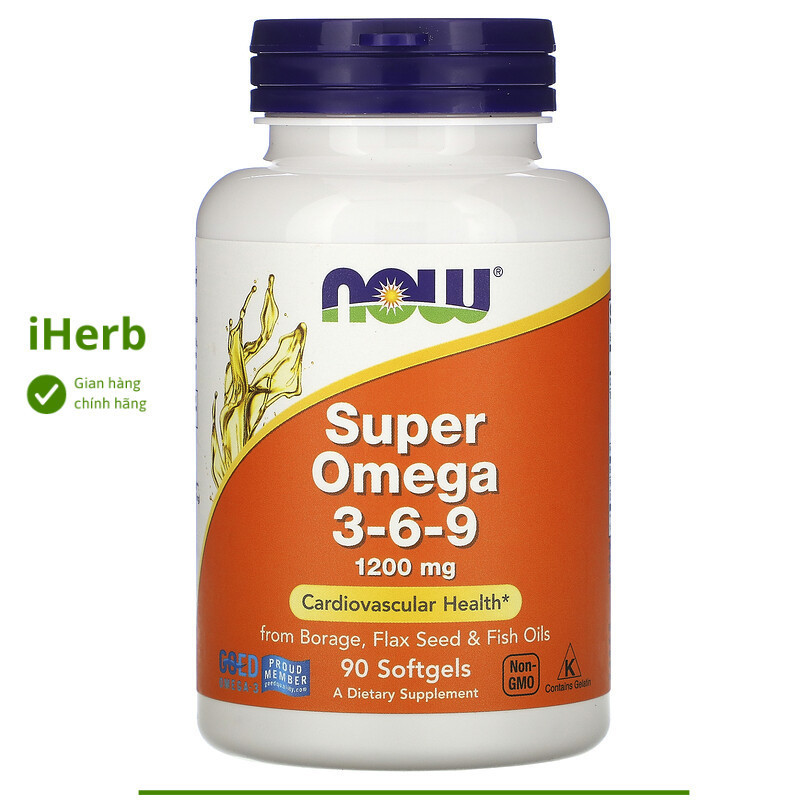 NOW Foods, Super Omega 3-6-9, 1,200 mg, 90 Softgels - iHerb Việt Nam