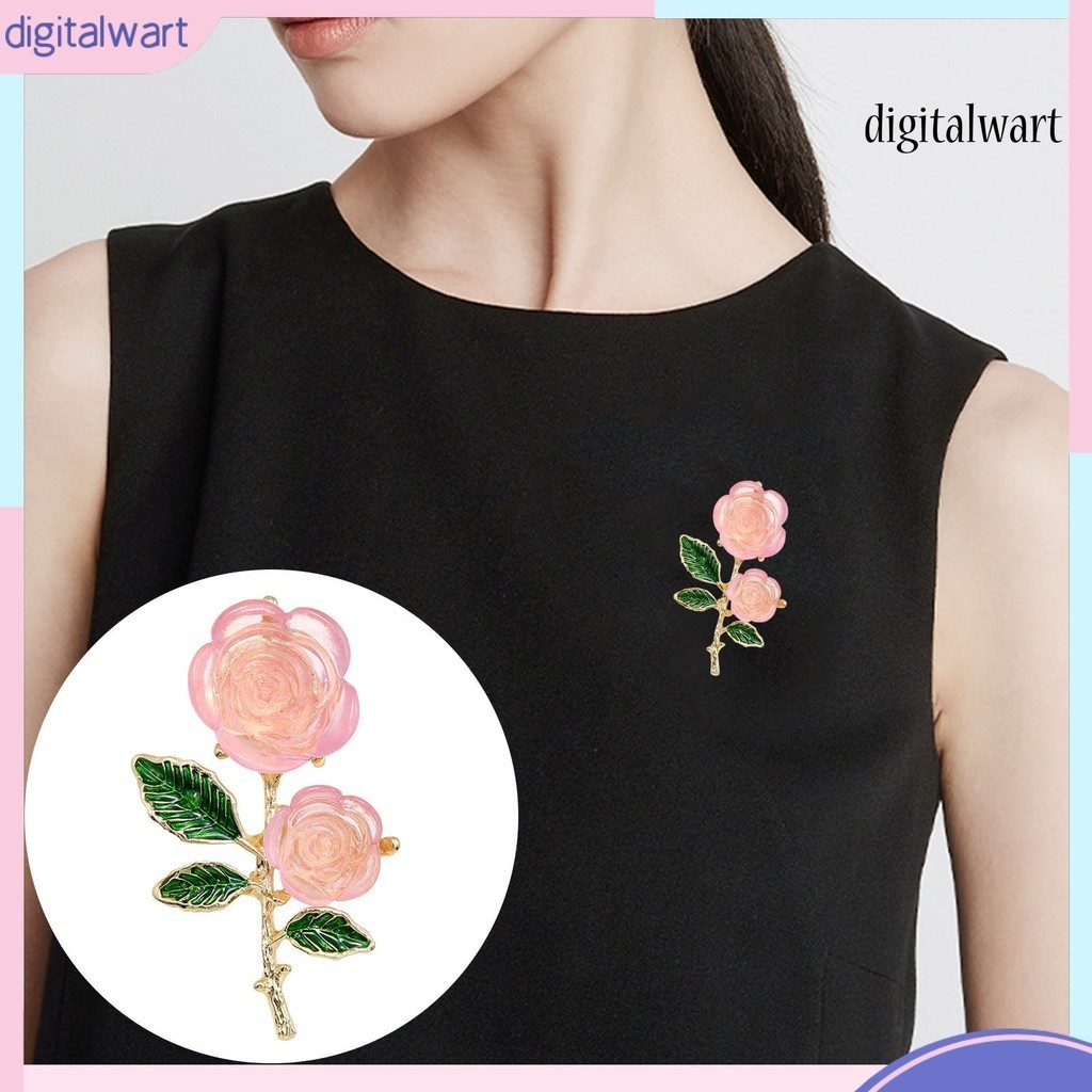 [Digitalwart] Trâm Hoa Hồng Nhỏ Giọt Dầu Lá Xanh Áo Len Thanh Lịch Áo Cardigan Bộ Đồ Kinh Doanh Lapel Pin Trang Sức Thời Trang Quà Tặng Phụ Kiện Quần Áo