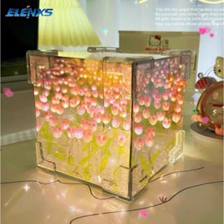 Đèn ngủ để bàn hình hoa tulip trong lồng kính decor phòng siêu đỉnh - Quà tặng người yêu hộp hoa tulip tráng gương đèn handmade hoa tulip hộp gương hoa tulip đèn hoa tulip hình vuông hộp đèn hoa tulip tráng gương Đèn Tulip hình Đám Mây Gương Handmade Tran