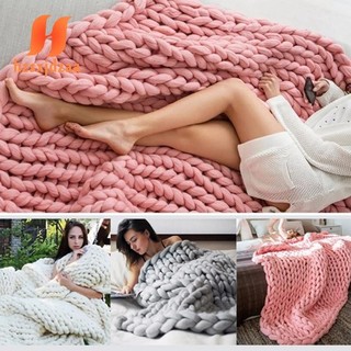 80x100cm mới ấm áp handmade chunky đan chăn dày trang trí giường nhà