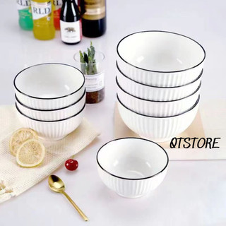 Bát ăn cơm chén cơm sứ trắng viền đen phong cách Bắc Âu Chén ăn cơm sứ dày dặn sang trọng cao cấp