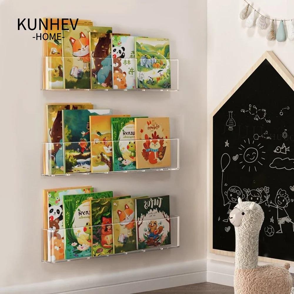 KUNHEV sách treo tường, Tạp chí đọc sách trong suốt Lưu trữ hình ảnh Giá đỡ trưng bày sách, Phía sau cửa treo tường Hình ảnh trẻ em Giá trưng bày CD