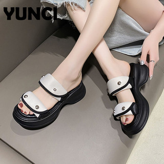 YUNCI  dép cross sục nữ 2024 HOTSALE Giày slip-on Phong cách thể thao Điệu đà Thiết kế độc đáo Điều chỉnh được Kiểu dáng độc đáo FDL2430QPL 13Z240326