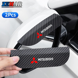 2 Chiếc Mitsubishi Xe Phía Sau Gương Bảo Vệ Mưa Sợi Carbon Chiếu Hậu Gương Miếng Dán Đa Năng Phụ Tùng Ô Tô Cho Xpander Cross Pajero Outlander Thể Thao Nhật Thực Attrage Triton Colt Mira