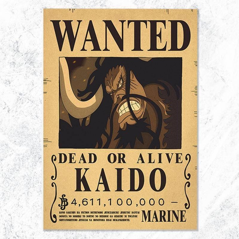 Phiên bản mới Poster One Piece KAIDO One Piece Wanted Poster 28,5x42cm (Kích thước giấy A3)