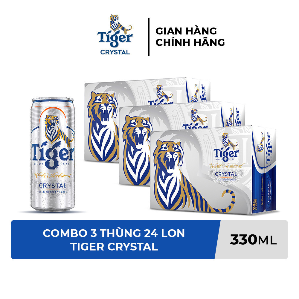 [Tiger] Combo 2 Thùng 24 Lon Bia Tiger Crystal - 330ml/lon