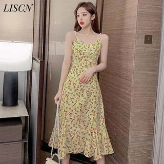 LISCN váy Đầm váy nữ body đầm Xu hướng Vintage Fashion Cổ điển WLQ24407CH 15Z240409