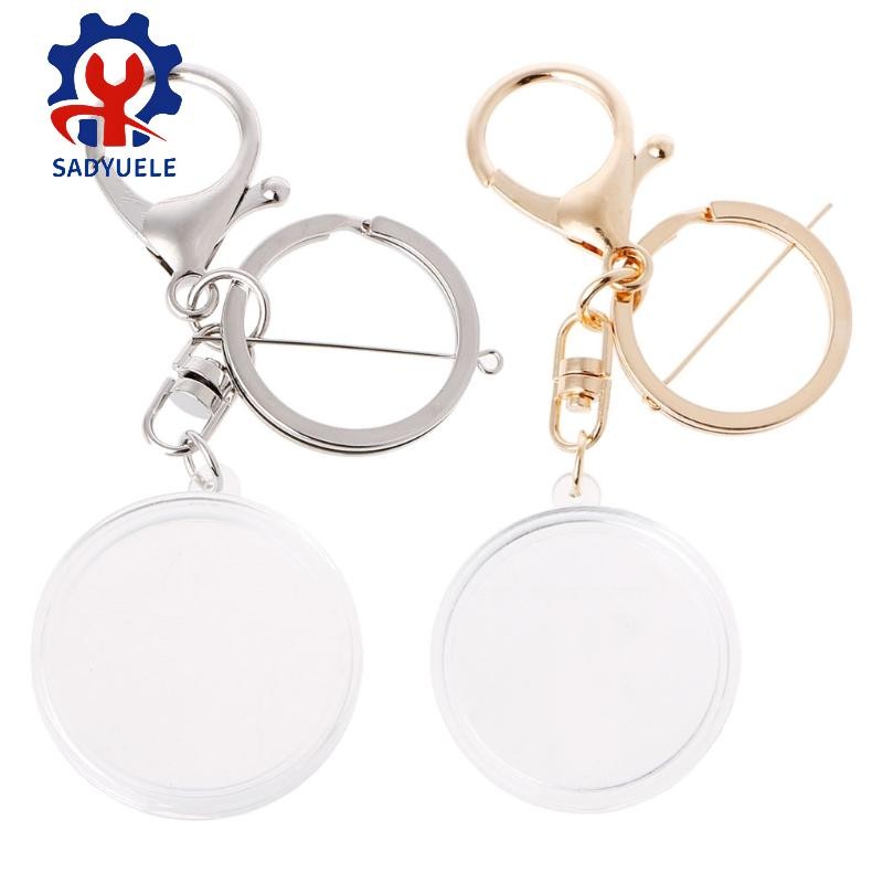 Acrylic Alloy Keychain Coin Holder with Pad Rings Keyring Stylish Bag Pendant