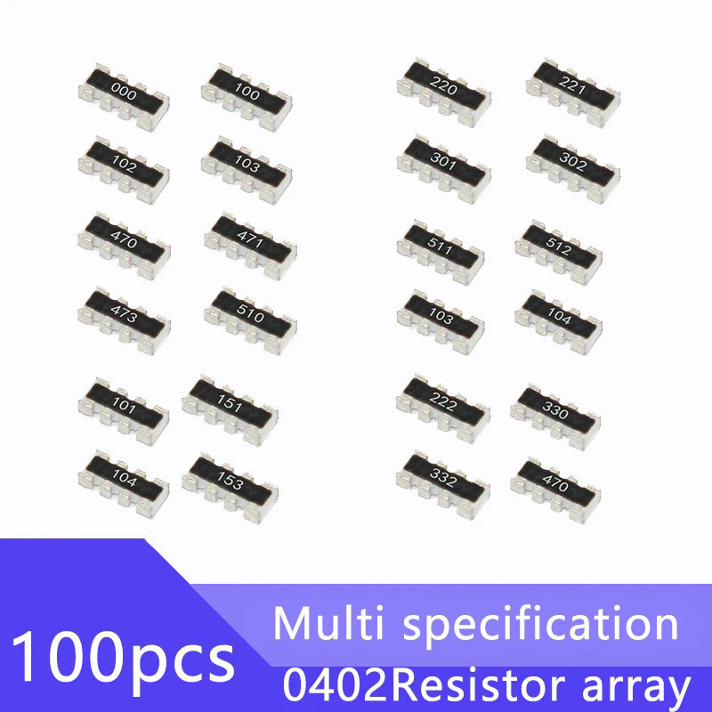 100 chiếc 0402 * 4 8P4R 2 * 4P SMD Mạng Điện Trở Mảng 0 4.7 5.1 10 22 33 47 49.9 51 100 220 1K 2K 3.