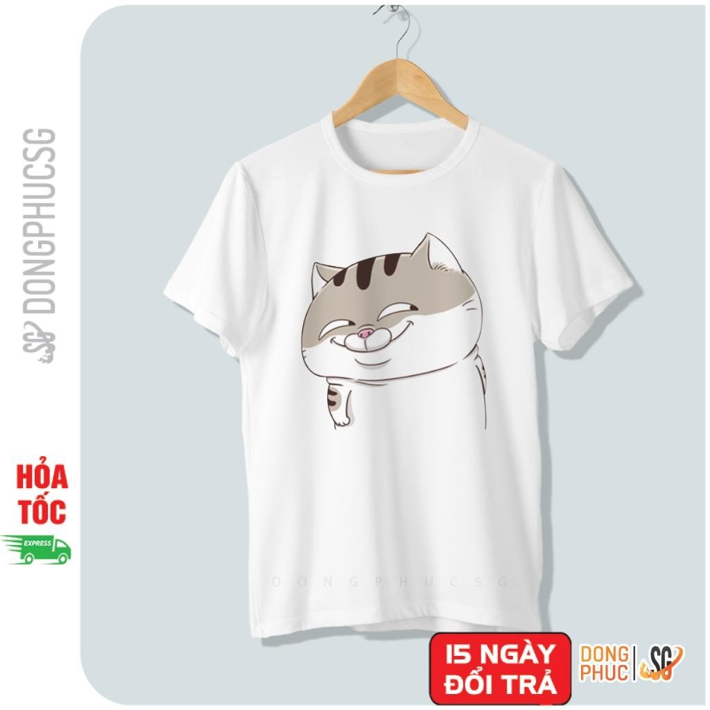 Áo phông mèo Ami dễ thương form unisex nam nữ thun cotton mềm mịn màu trắng SGK014T | DONGPHUCSG