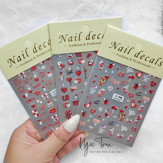 Sticker Nail 5D Lụa Nổi | LOVE Tim Đỏ | Hình Dán Móng Tay CA