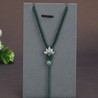 Cao cấp bạc sterling tay đan mặt dây treo cổ vòng cổ mặt dây chuyền dây pha lê ngọc ngọc mặt dây chuyền mặt dây chuyền ngọc bích mặt dây chuyền có dây