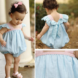 Mùa hè mới quần áo cho bé mỏng mùa hè quần áo jumpsuit áo liền quần bé gái nơ rompers