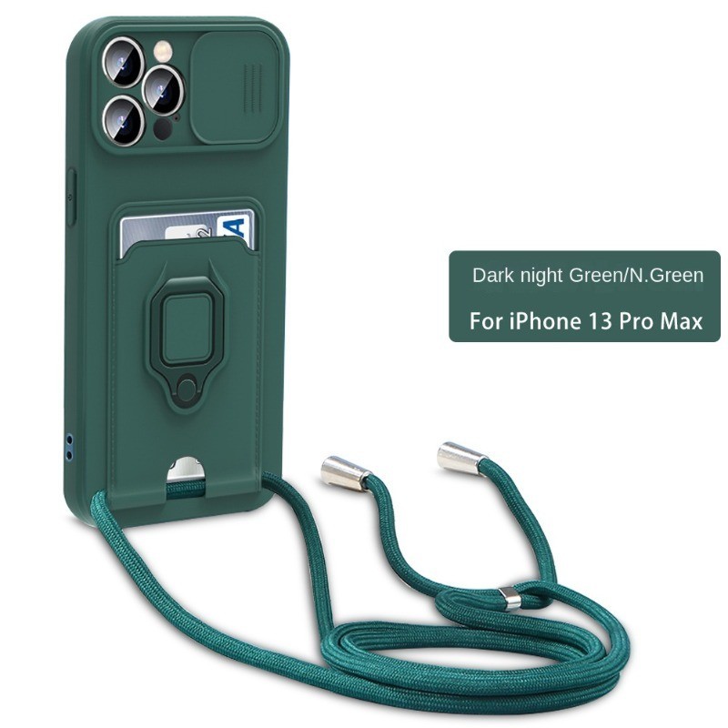 Đeo Ngang Dây Vòng Giá Đỡ Ốp Lưng Điện Thoại IPhone 15 14 Plus 13 12 11 Pro Max Có Giá Đỡ Thẻ Nhựa Chống Sốc Bao