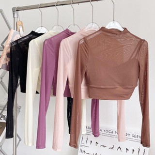   yogatruth   Cố Định Cố Định  Áo Ngực Thể Thao Tay Dài Phối Lưới Tập yoga Khiêu Vũ Gợi Cảm 