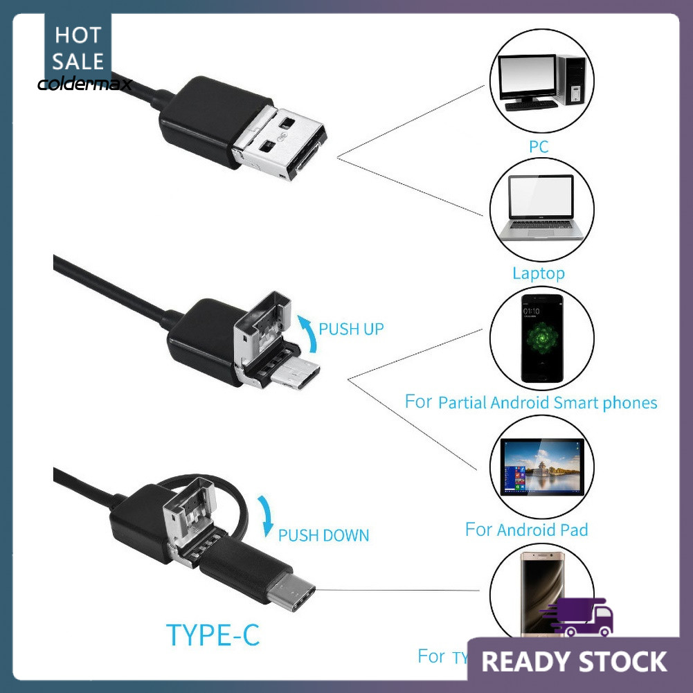 Camera kiểm tra nội soi chống nước 1 / 2 / 5m Micro USB Type-C cho điện thoại Android