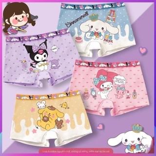 Kuromi Cotton Nguyên Chất Bé Gái Quần Lót Boxer Quần Short Nhỏ Vừa Lớn Trẻ Em Thoáng Khí Sanrio Trẻ Em Quần Lót Bé Gái