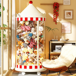 Thùng đựng búp bê 34CM có bánh xe đa năng Ống trong suốt có dây kéo Dung tích lớn Giỏ đựng đồ chơi sang trọng Hộp phân loại chống bụi Hộp sắp xếp đồ chơi trẻ em cho đồ chơi Đồ ăn nhẹ B