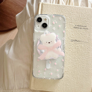 Ốp lưng cứng trong suốt Tương thích với iPhone 11 12 12Pro 12ProMax 13 13Pro 13ProMax 14 14Pro 14ProMax 15 15Pro 15ProMax Vỏ nam châm họa tiết nút thắt nơ