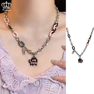 Y2k Vòng Cổ choker Mặt Mèo Đen Pha Lê Ghép Nối Rỗng Cho Nữ