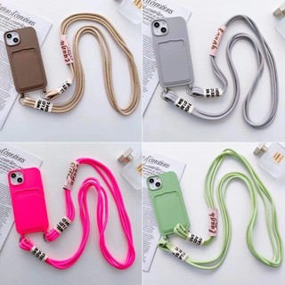 Ốp điện thoại silicon mờ mới có túi đựng thẻ Vỏ dây buộc Thích hợp cho IPhone 15 14 13 12 11 Pro X XS Max 7 8 14 15 Plus XR Vỏ bảo vệ dây đeo chéo Vỏ mềm TPU chống rơi