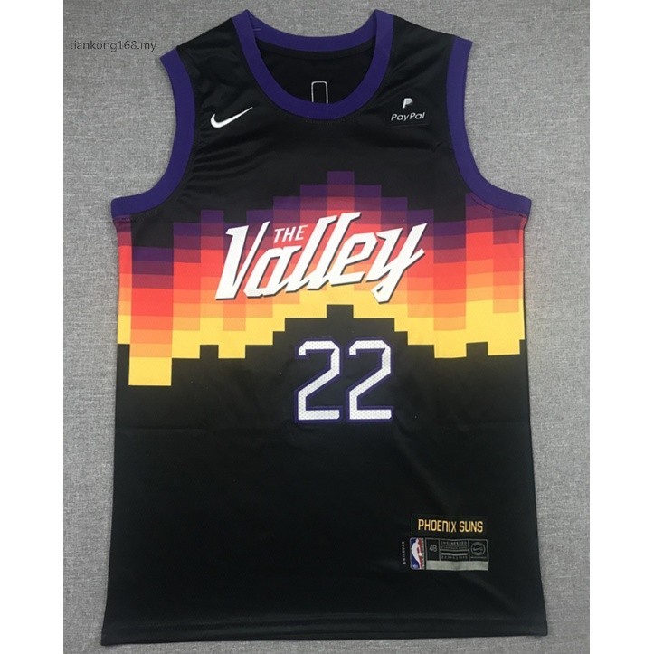 Mặt trời Phoenix nam mùa giải mới 2021 #22 Áo thi đấu bóng rổ thêu Deandre Ayton City Edition Đen