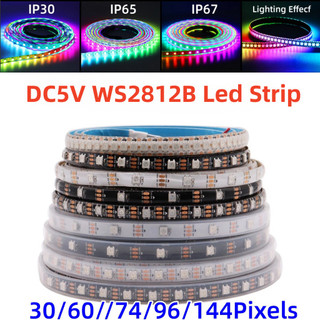 Dải led dc5v ws2812b 30 / 60 / 74 / 96 / 144 đèn led dải pixel rgb thông minh đen / trắng pcb ip30 / 65 / 67 ws2812 ic đèn led 1m / 2m / 3m / 4m / 5m