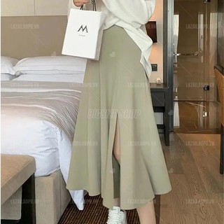 chân váy dáng dài Bigsize chân váy nữ lưng cao cạp cao chữ a xẻ tà mùa hè Phong cách Hàn Quốc Thời Trang tiểu thư cá tính xinh đẹp cho người mập béo