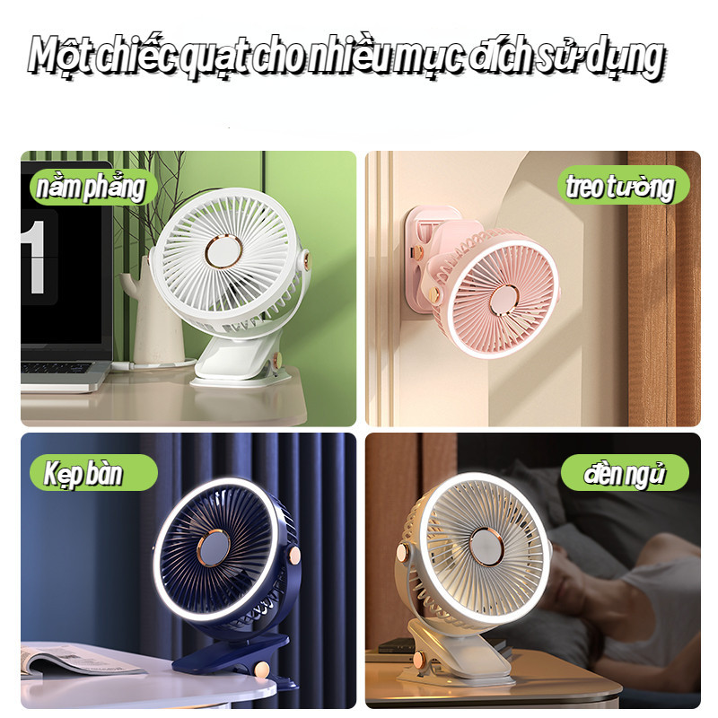 Quạt Mini Kẹp Để Bàn Cầm Tay Pin Sạc 10000 MAh, Xoay 720°, Sử Dụng Liên Tục 10 Giờ | BigBuy360 - bigbuy360.vn