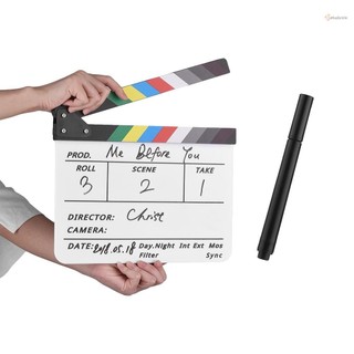 Khô tẩy acrylic đạo diễn phim clapper phim truyền hình cắt cảnh hành động clapper board slate với bút đánh dấu, màu dính, trắng macen-4.2