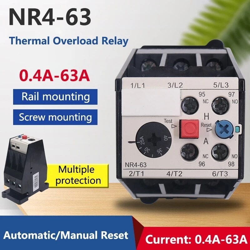Bộ bảo vệ quá dòng tải, Rờ Le Nhiệt CHINT NR4 63 F 0.4A 10A 25A 63A Thermal Overload Relay Contactor 3P Break Protection - NR4-63(12.5A-20A)